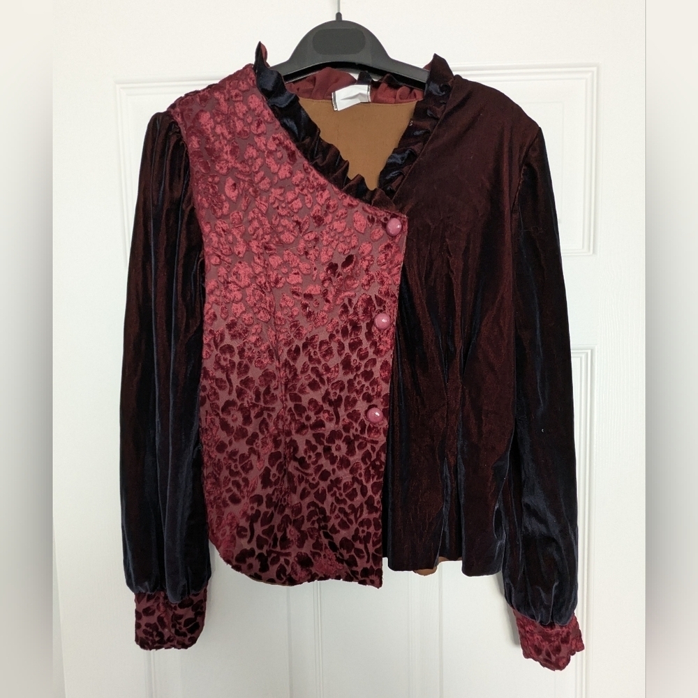 Striking Women's (Size Medium) Velvet V-Neck Blouse/Top - Picture 1 of 11
